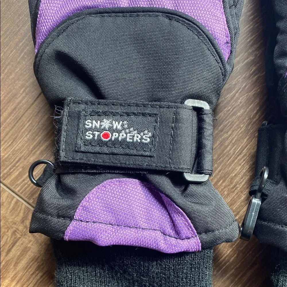 Kids Purple and Black Winter Gloves - XS